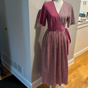 Diane Von Furstenberg striped color-block cotton midi dress